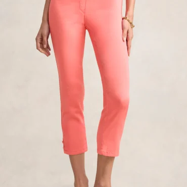 Bengajean 3/4 Button Detail - Bright Coral