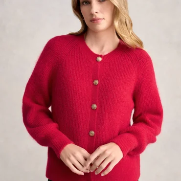 Blouson Sleeve Cardigan - Rouge