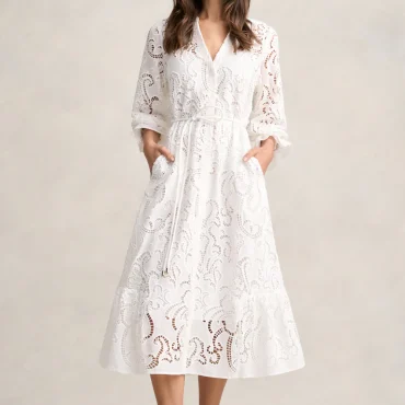 Broderie Lace Dress - White