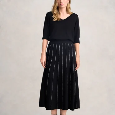 Knit Midi Skirt - Black