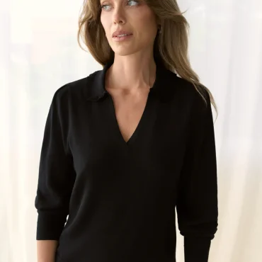 Long Sleeve Wool Knit - Black