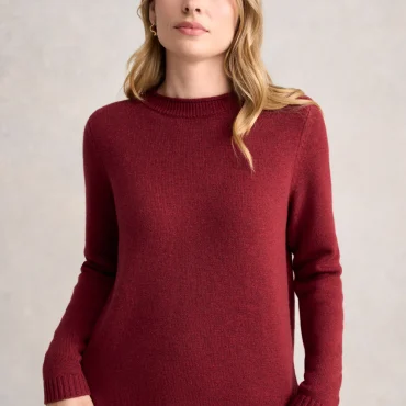 Merino Crew Neck Jumper - Scarlet Marle