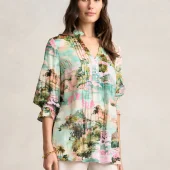 Pleat Front Kaftan - Holiday Print