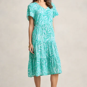 Printed Tier Dress - Two Tone Foliage